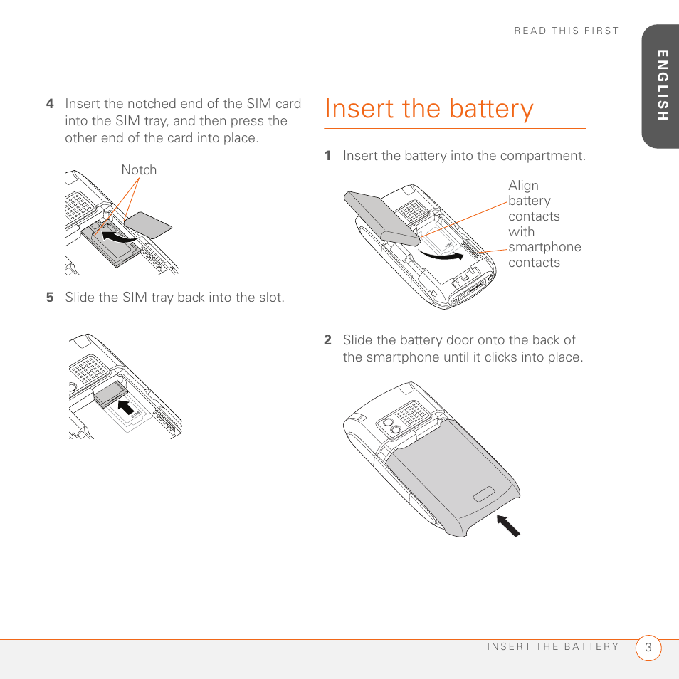 Insert the battery | Palm TREO SMARTPHONE 680 User Manual | Page 5 / 10