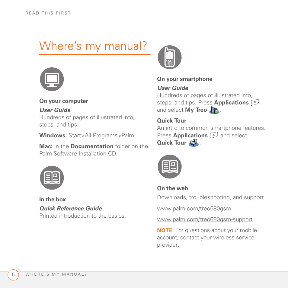 Where’s my manual | Palm TREO SMARTPHONE 680 User Manual | Page 8 / 10