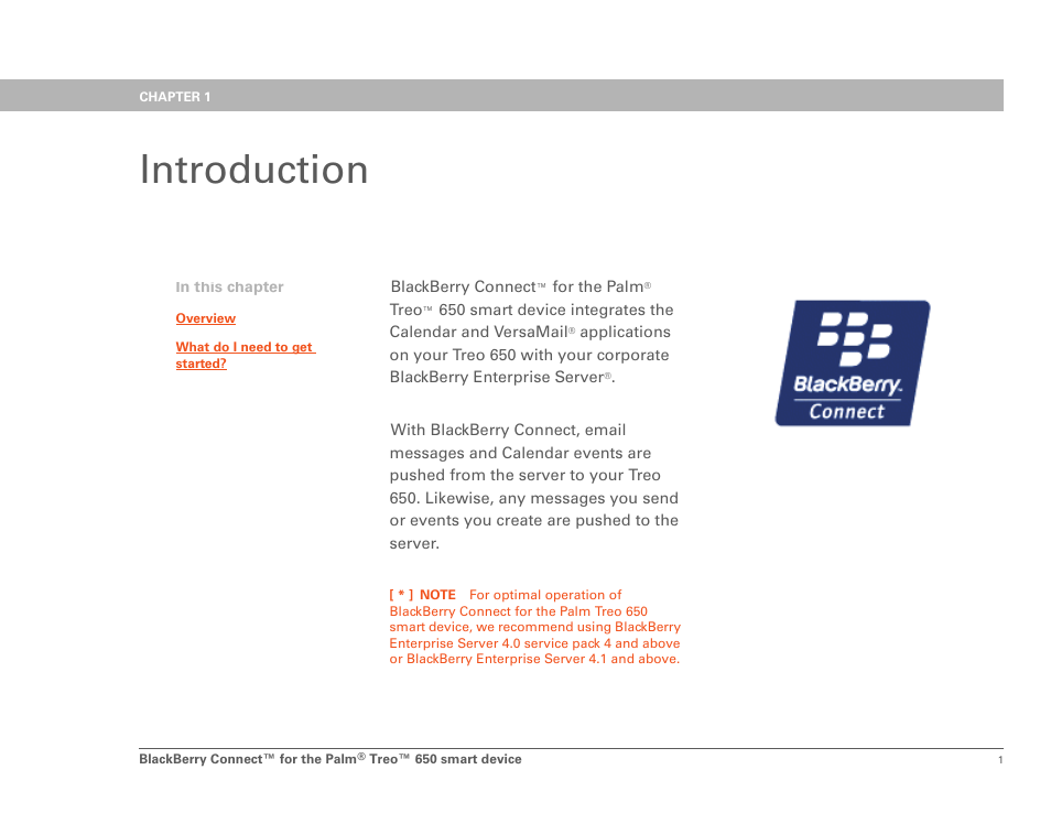 Introduction, Chapter 1: introduction | Palm Treo 650 User Manual | Page 4 / 16