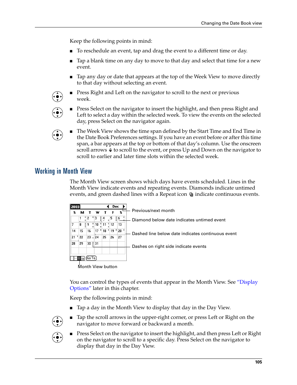 Working in month view | Palm TUNGSTEN T2 User Manual | Page 119 / 502