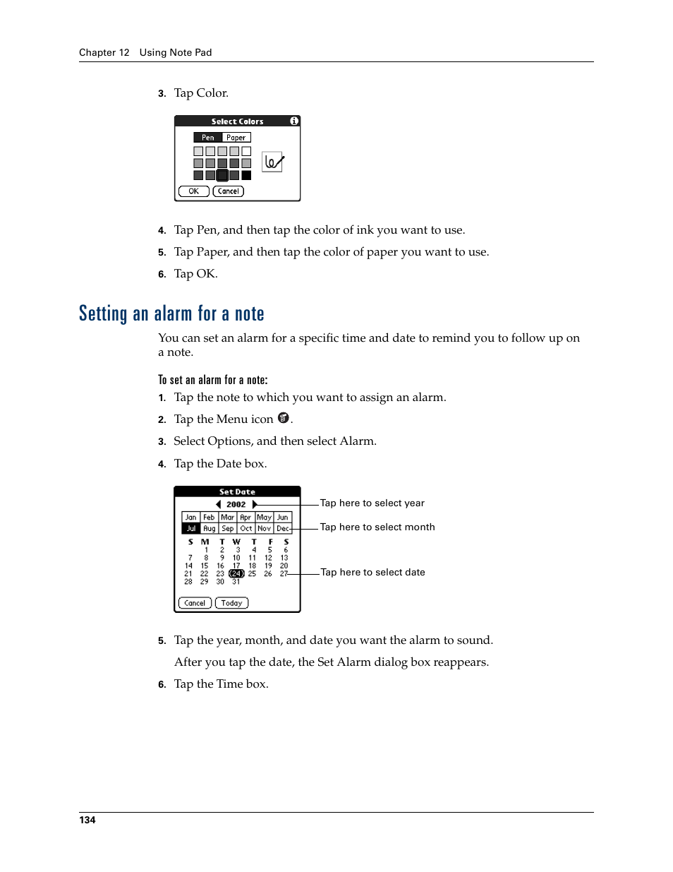 Setting an alarm for a note, To set an alarm for a note | Palm TUNGSTEN T2 User Manual | Page 148 / 502