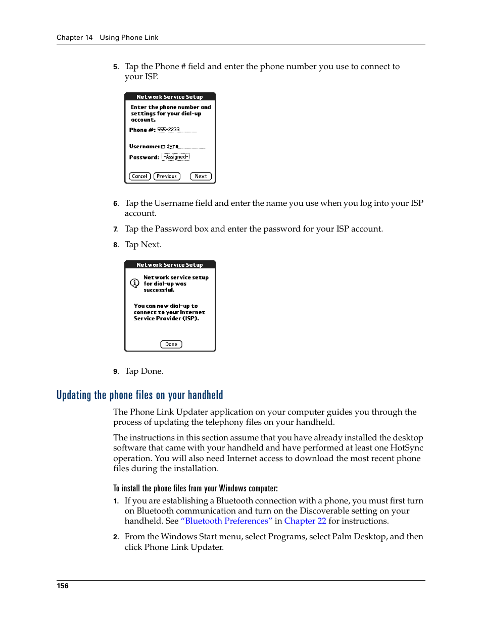 Updating the phone files on your handheld, Updating the phone files on your, Handheld | Palm TUNGSTEN T2 User Manual | Page 170 / 502