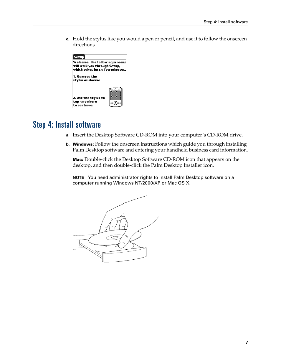 Step 4: install software | Palm TUNGSTEN T2 User Manual | Page 21 / 502