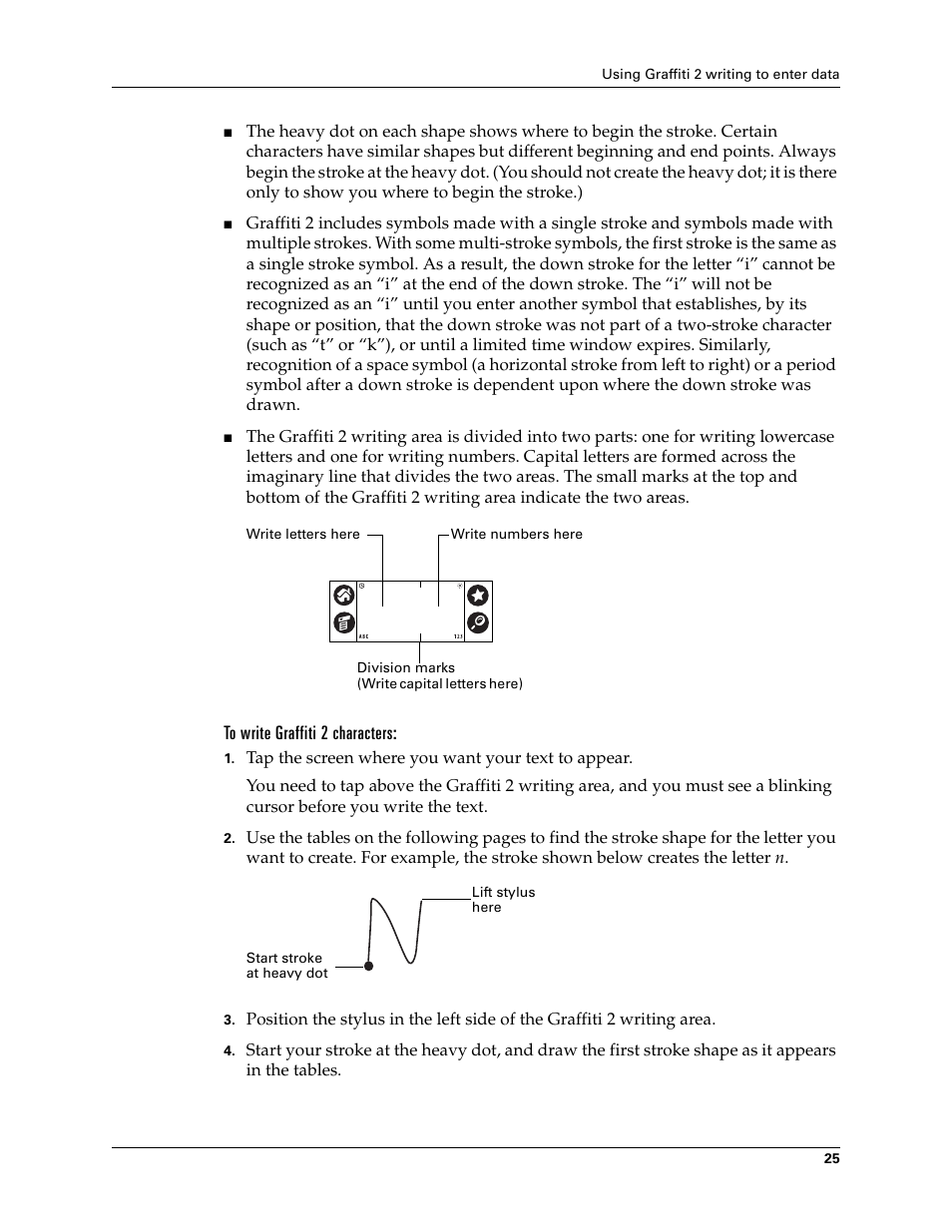 To write graffiti 2 characters | Palm TUNGSTEN T2 User Manual | Page 39 / 502