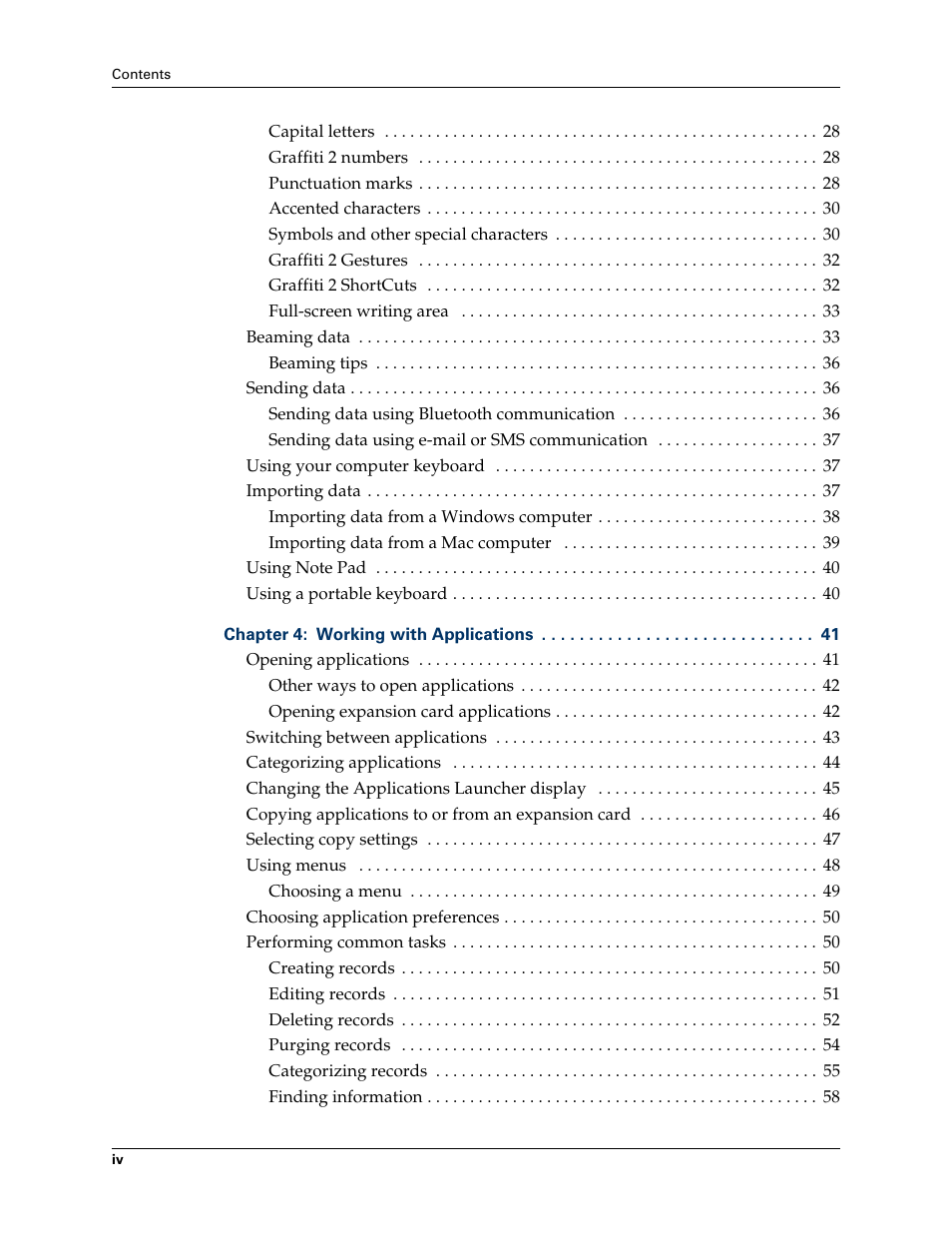 Palm TUNGSTEN T2 User Manual | Page 4 / 502