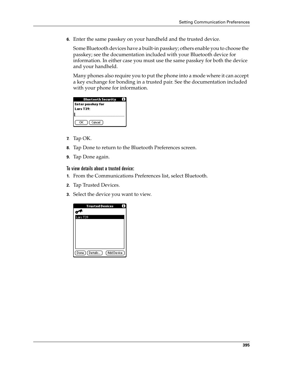 To view details about a trusted device | Palm TUNGSTEN T2 User Manual | Page 409 / 502