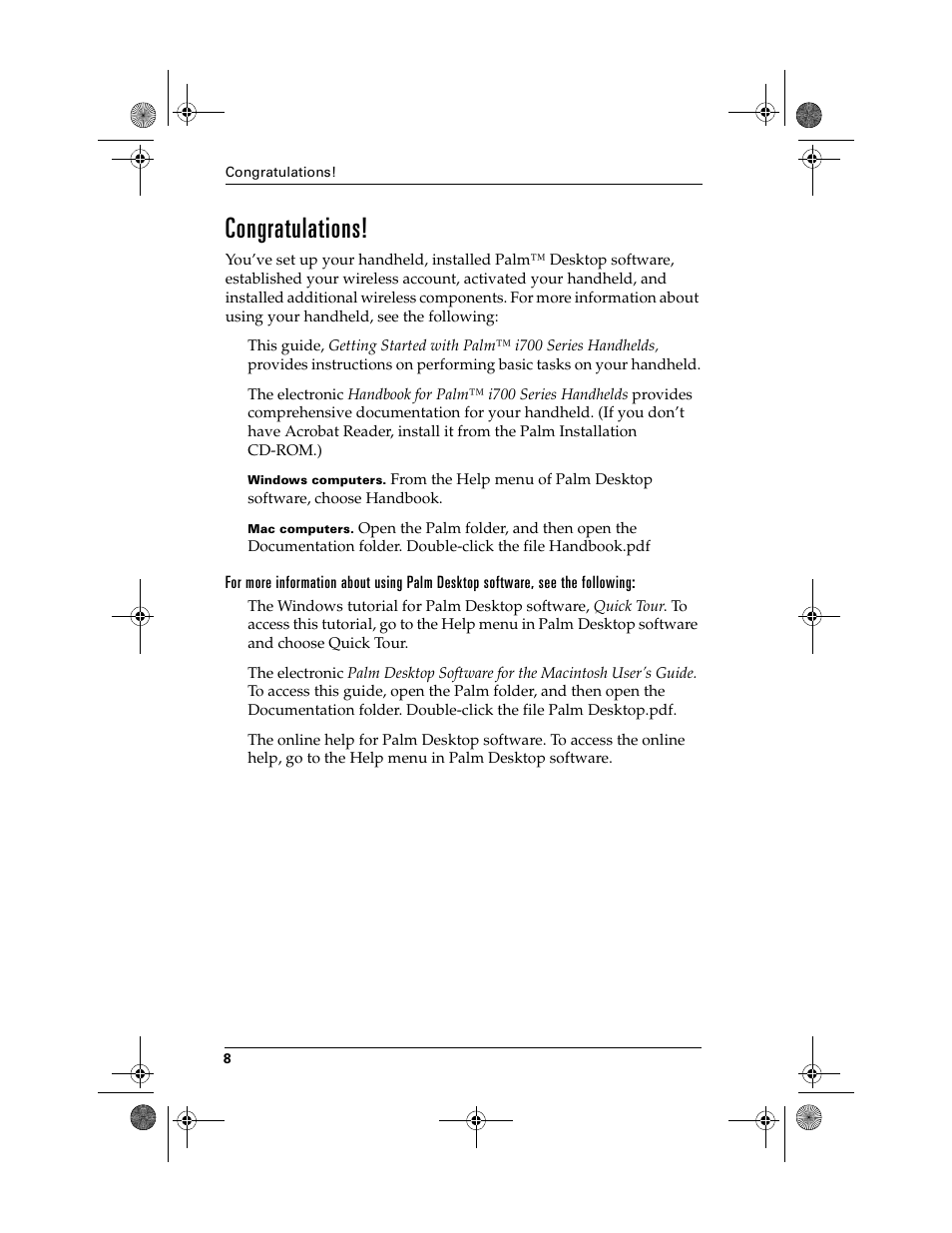 Congratulations | Palm i700 User Manual | Page 12 / 34