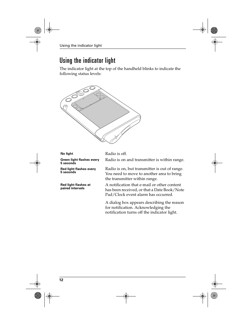 Using the indicator light | Palm i700 User Manual | Page 16 / 34