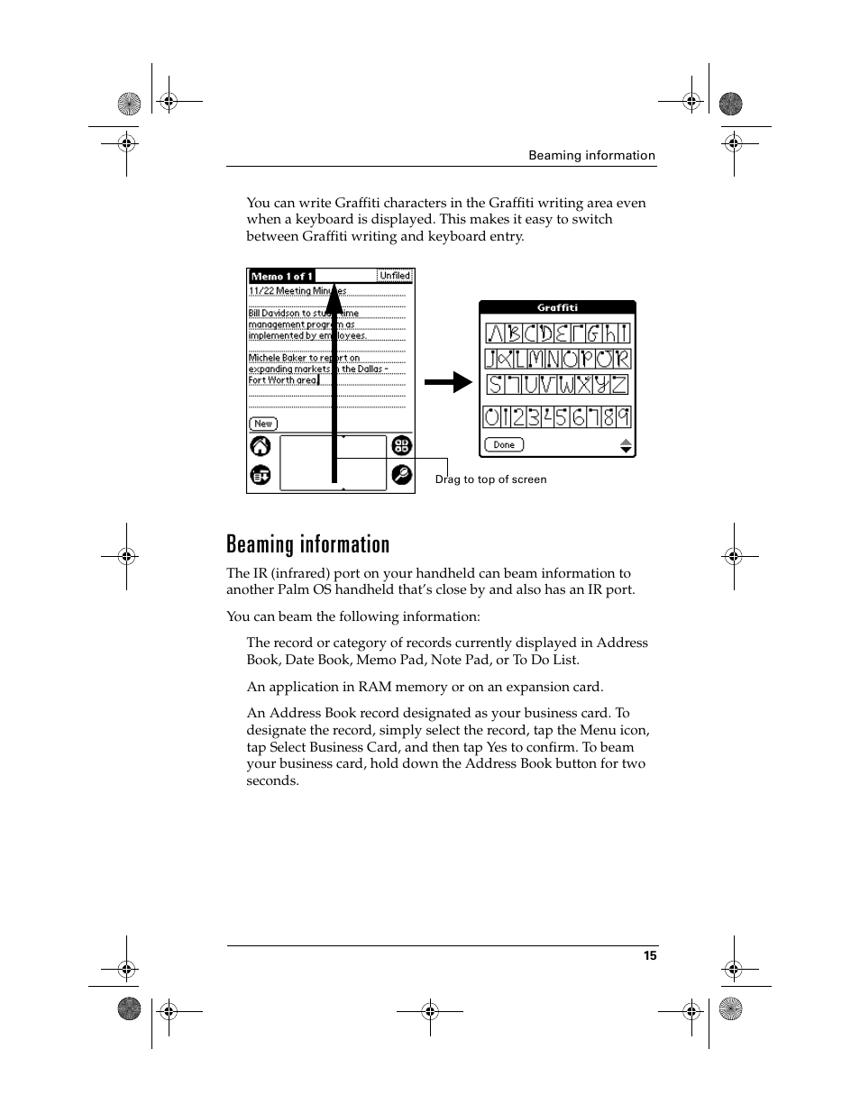 Beaming information | Palm i700 User Manual | Page 19 / 34