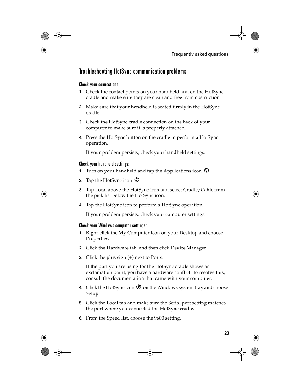 Troubleshooting hotsync communication problems | Palm i700 User Manual | Page 27 / 34