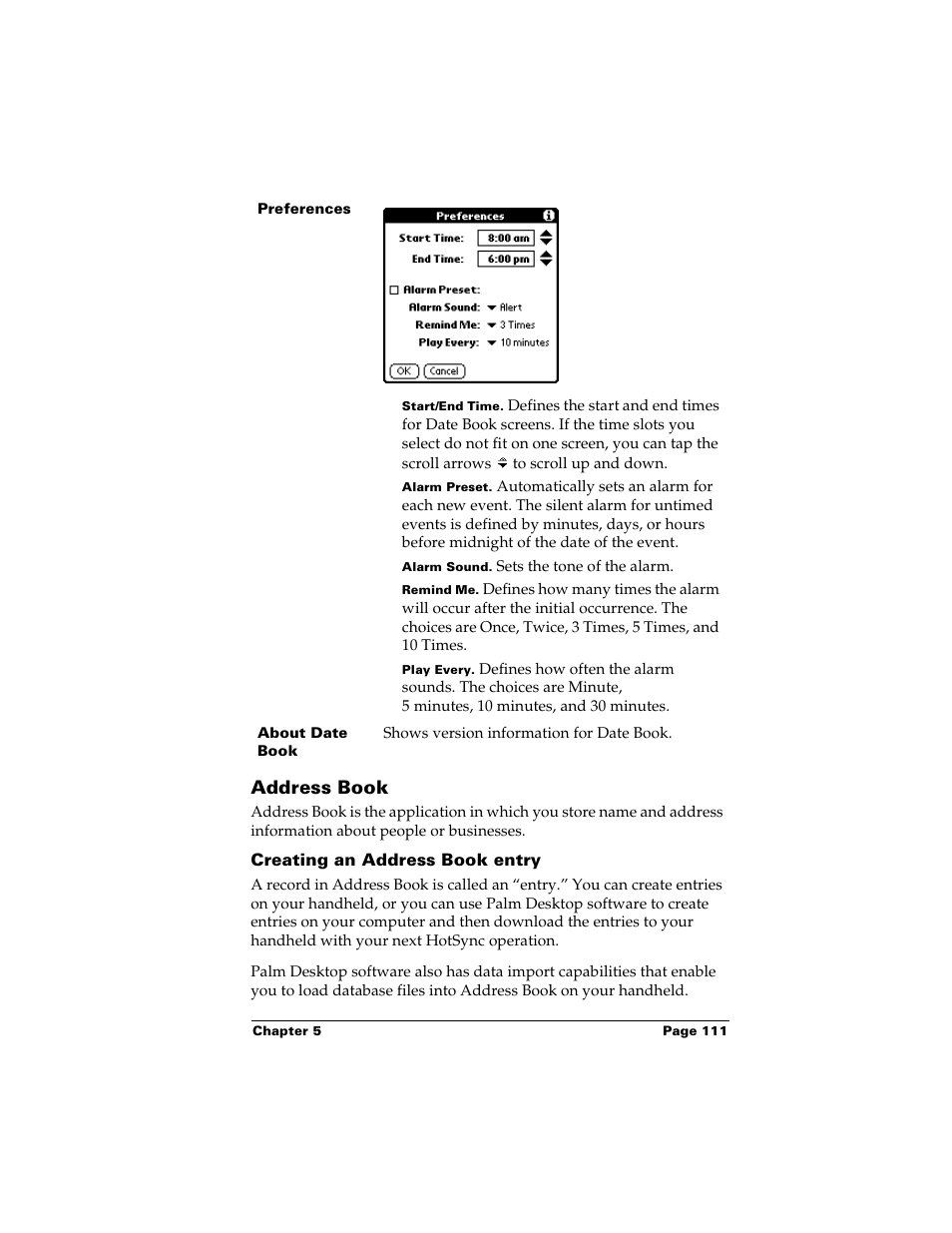 Address book, Creating an address book entry | Palm m500 User Manual | Page 121 / 286