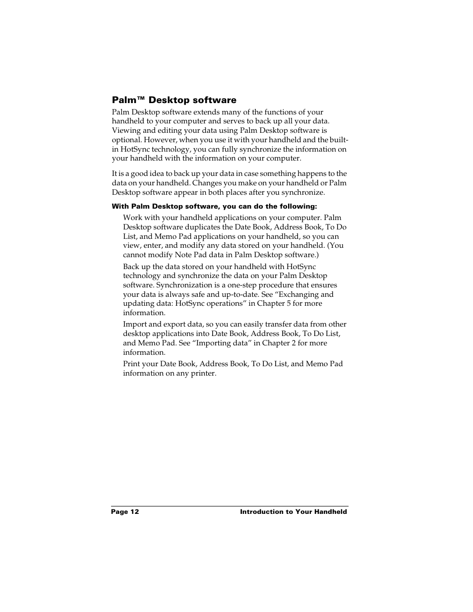 Palm™ desktop software | Palm m500 User Manual | Page 22 / 286