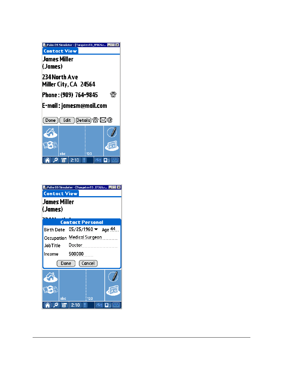 Contact personal dialog box | Palm SmartOffice Mobile User Manual | Page 15 / 29