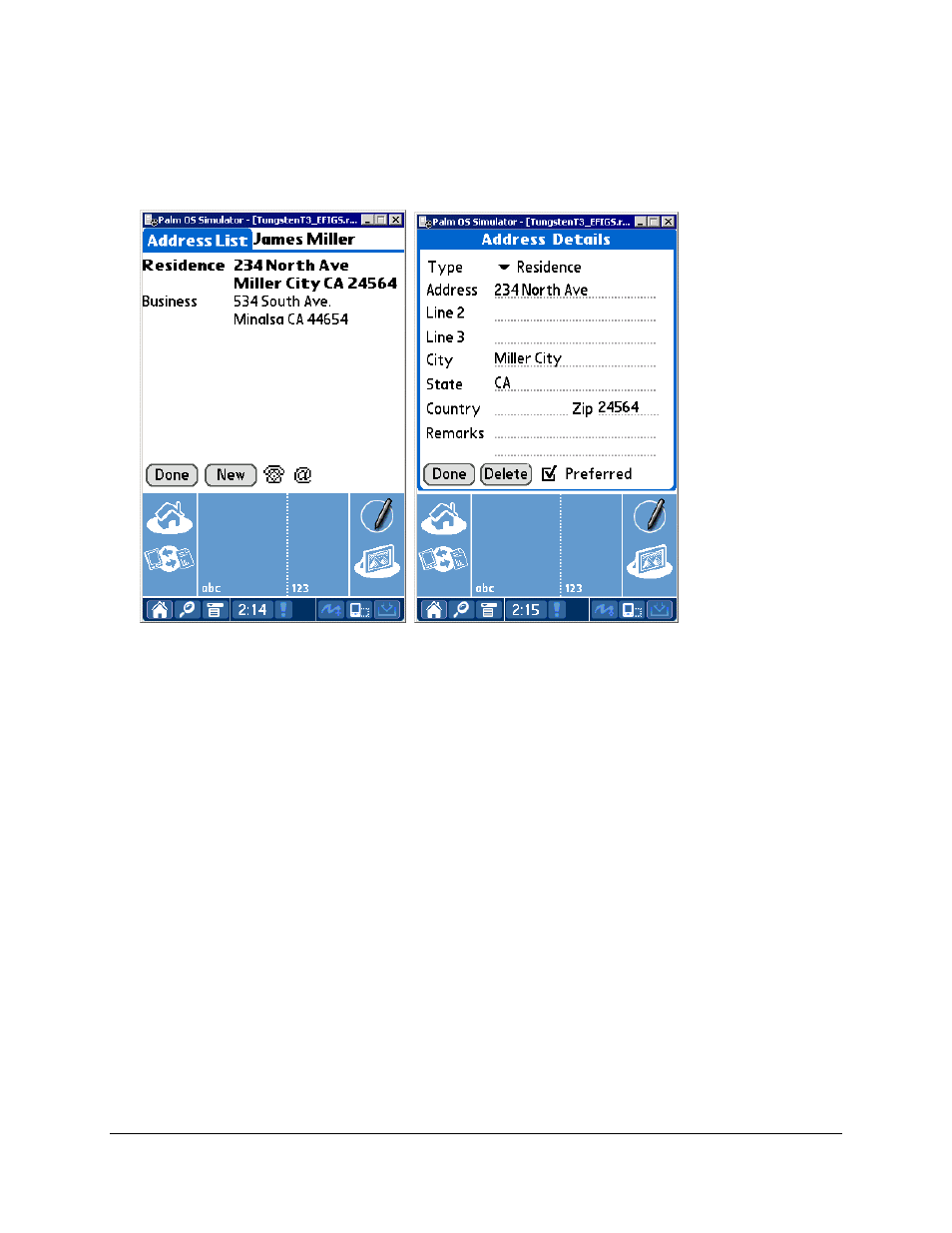 Contact address list, Modifying a contact record, Modifying a contact’s phone number | Modifying a contact’s address, Deleting a contact record | Palm SmartOffice Mobile User Manual | Page 17 / 29