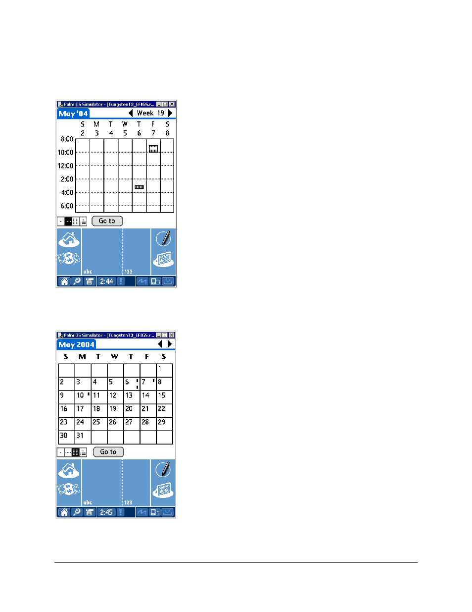 Weekview, Monthview | Palm SmartOffice Mobile User Manual | Page 21 / 29