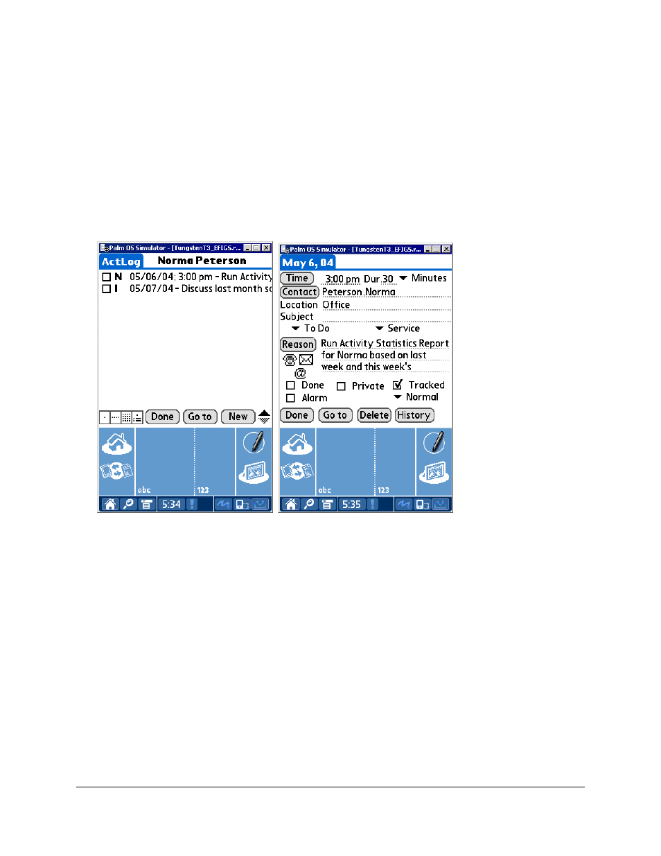 Activity log, Adding a timed activity from the activity log, Adding an non-timed activity from the activity log | Smartpad | Palm SmartOffice Mobile User Manual | Page 26 / 29
