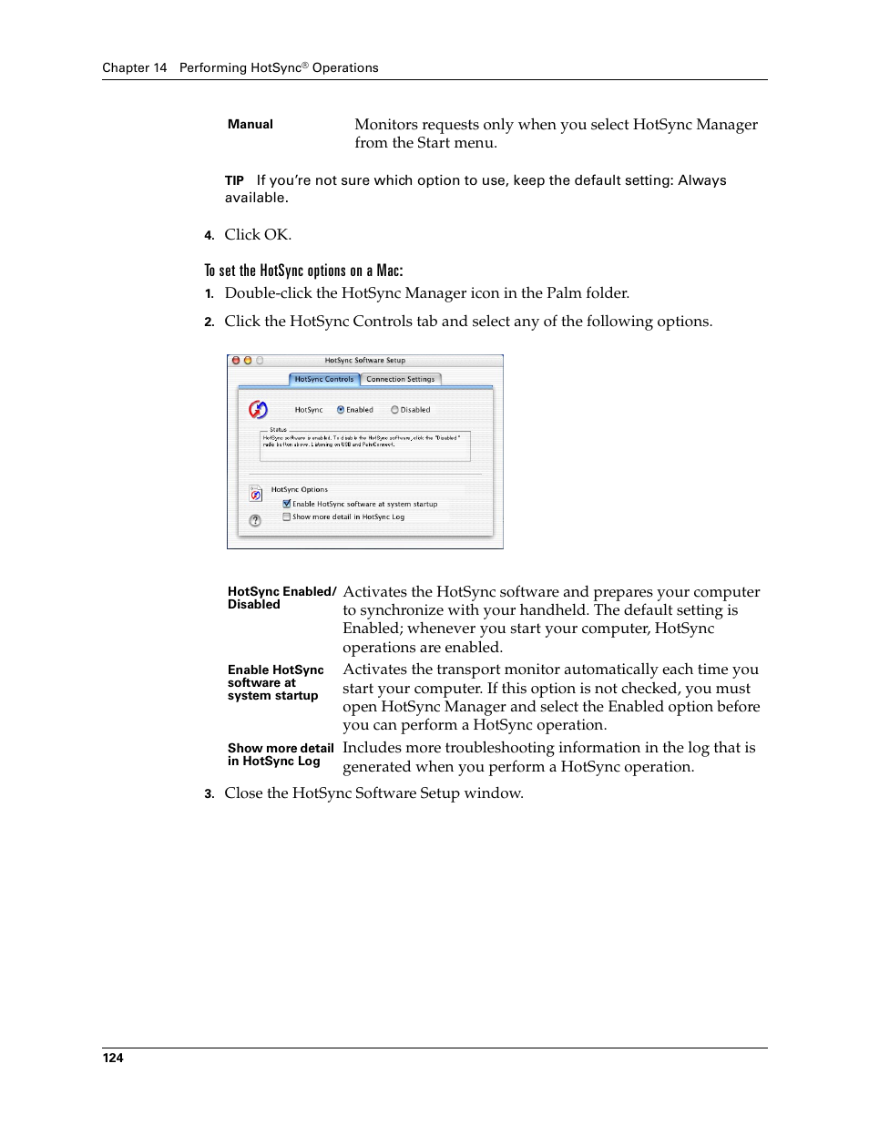 To set the hotsync options on a mac | Palm Zire 21 User Manual | Page 134 / 208