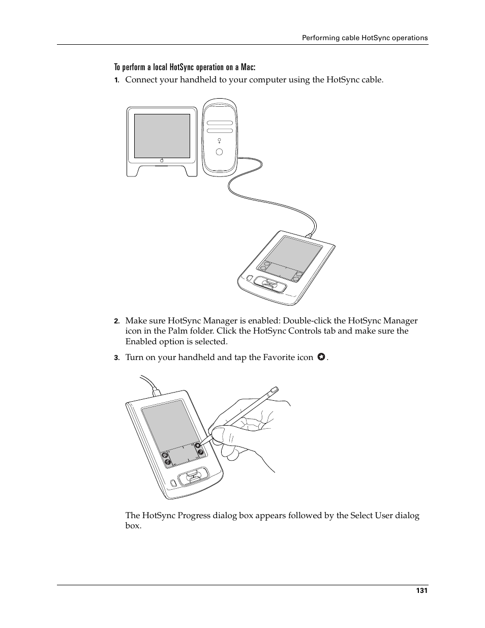 To perform a local hotsync operation on a mac | Palm Zire 21 User Manual | Page 141 / 208