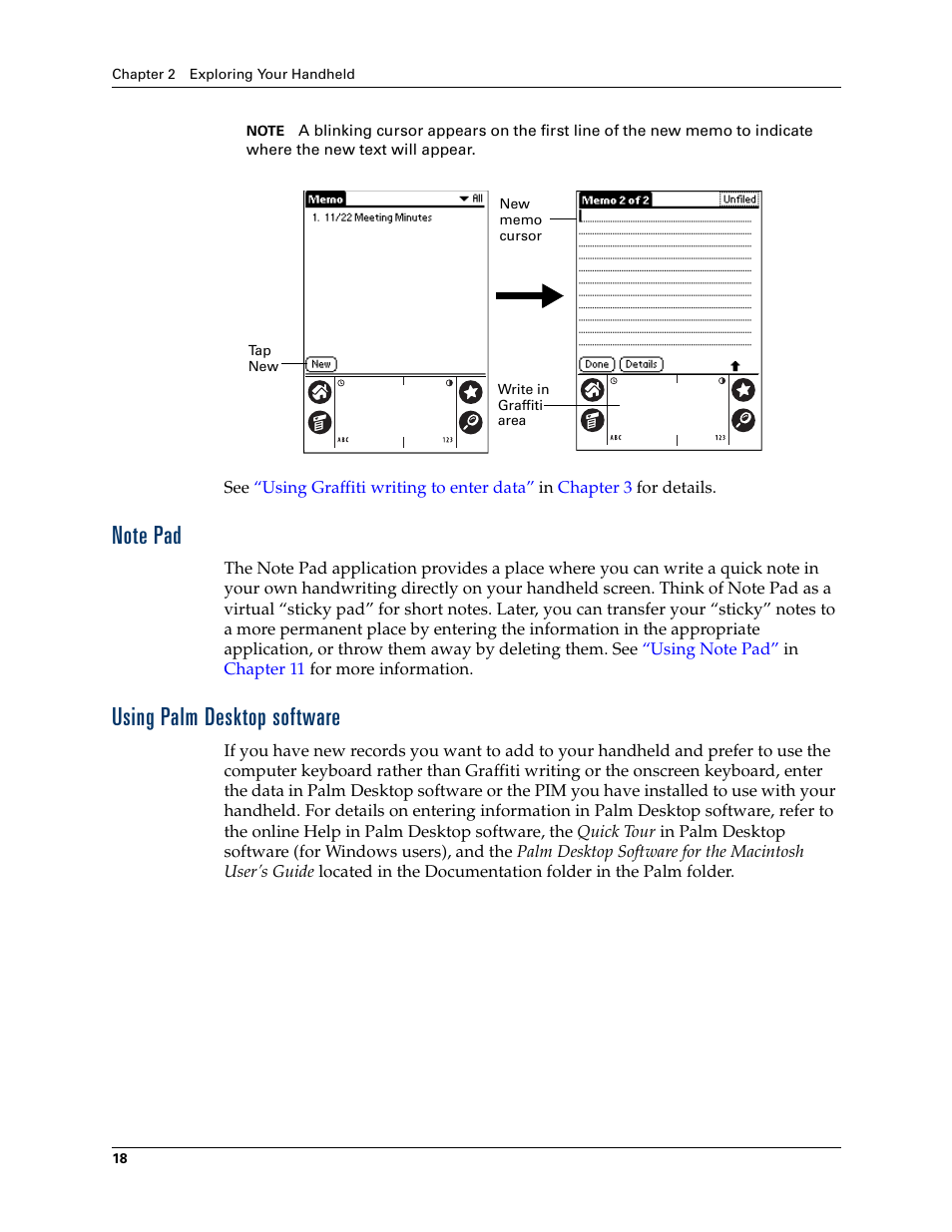 Note pad, Using palmdesktop software, Note pad using palm desktop software | Using palm desktop software | Palm Zire 21 User Manual | Page 28 / 208