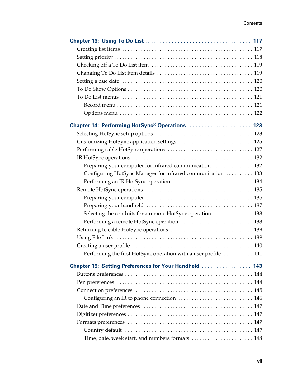 Palm Zire 21 User Manual | Page 7 / 208
