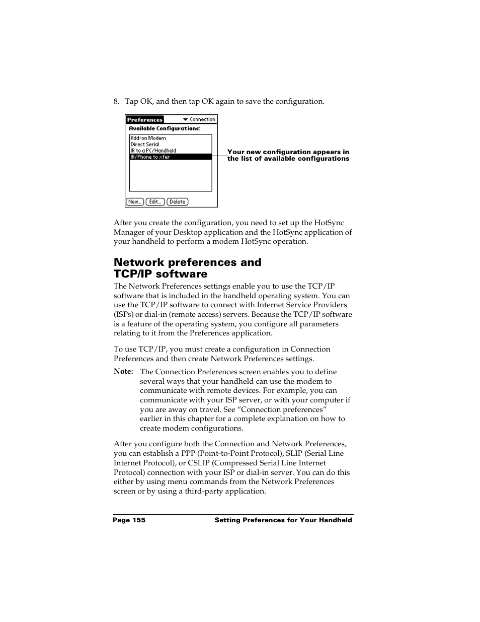 Network preferences and tcp/ip software | Palm Handhelds m100 User Manual | Page 162 / 219