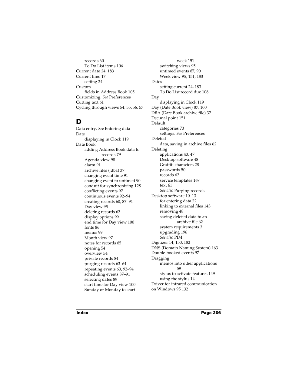 Palm Handhelds m100 User Manual | Page 213 / 219