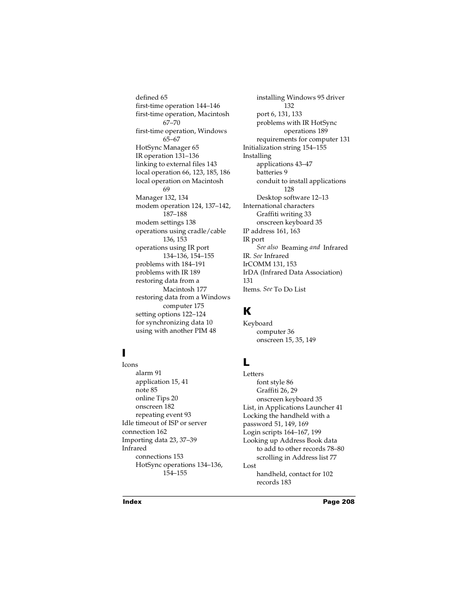 Palm Handhelds m100 User Manual | Page 215 / 219