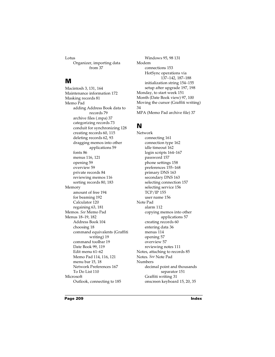 Palm Handhelds m100 User Manual | Page 216 / 219