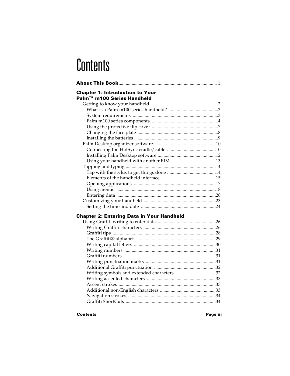 Palm Handhelds m100 User Manual | Page 3 / 219