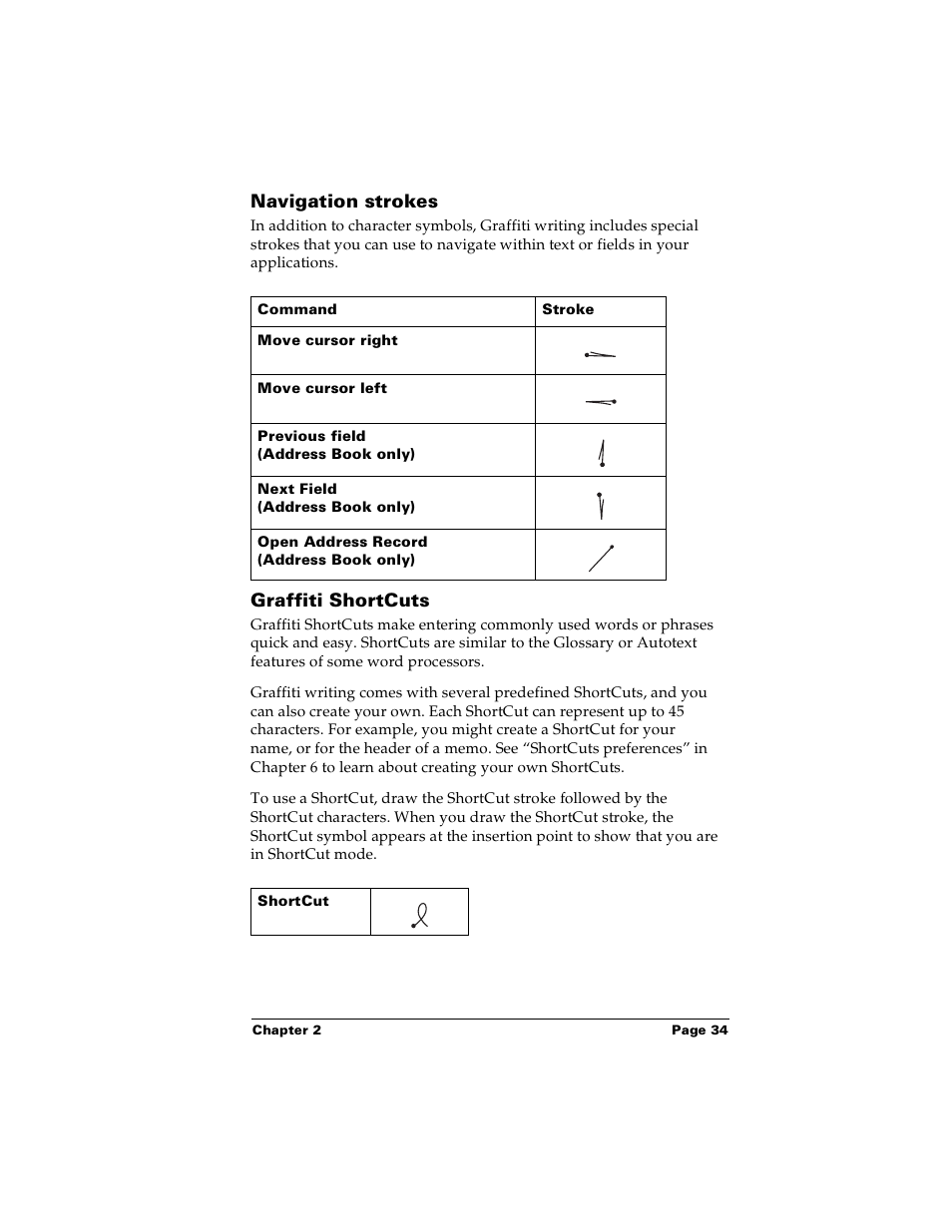 Navigation strokes, Graffiti shortcuts, Navigation strokes graffiti shortcuts | Finding records | Palm Handhelds m100 User Manual | Page 41 / 219