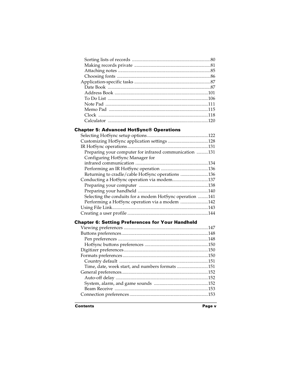 Palm Handhelds m100 User Manual | Page 5 / 219