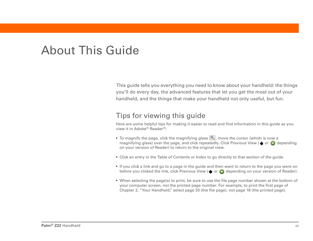 About this guide, Tips for viewing this guide | Palm Z22 User Manual | Page 12 / 343