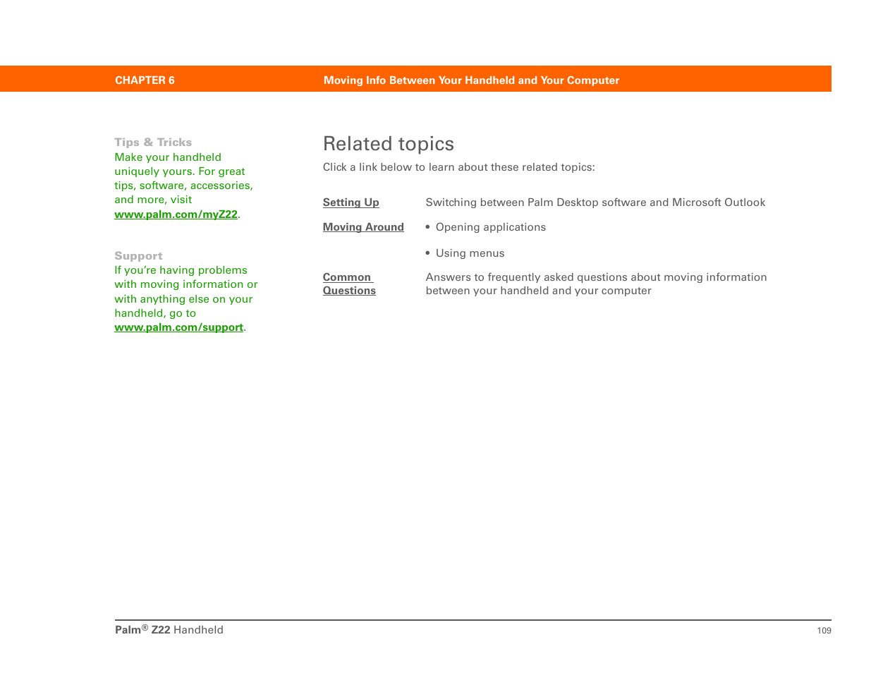Related topics | Palm Z22 User Manual | Page 123 / 343