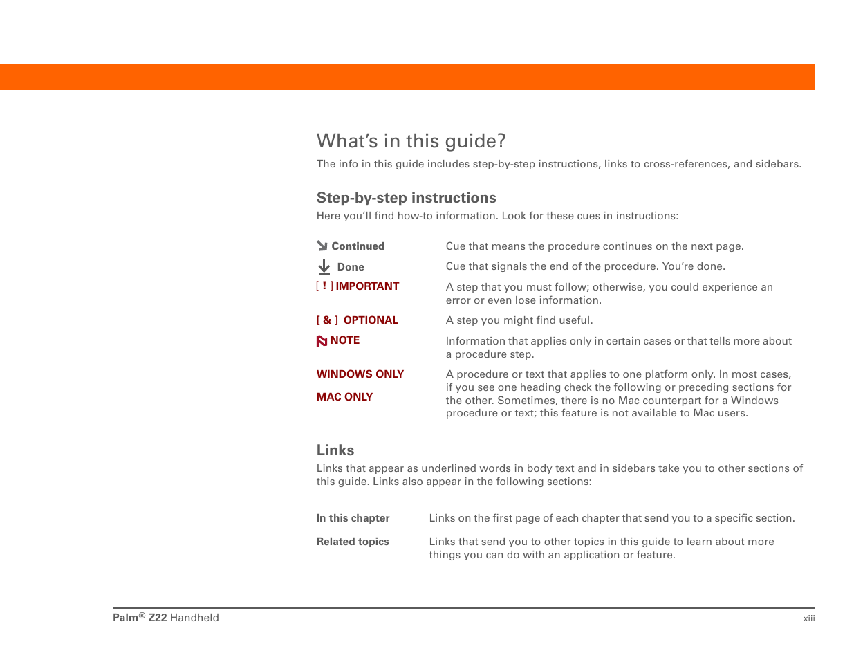 What’s in this guide, Step-by-step instructions, Links | Palm Z22 User Manual | Page 13 / 343