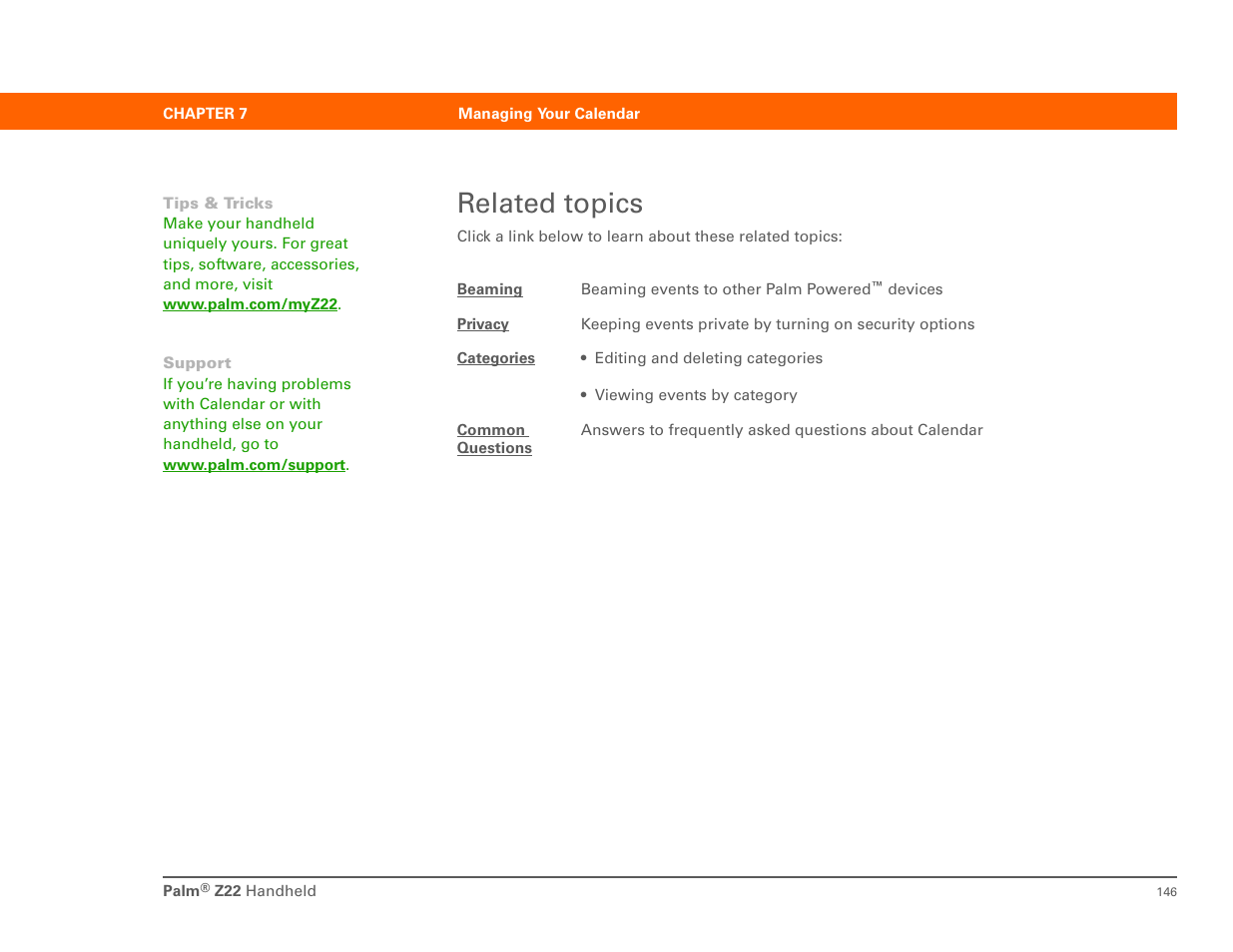 Related topics | Palm Z22 User Manual | Page 160 / 343