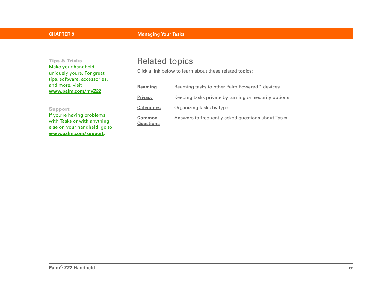 Related topics | Palm Z22 User Manual | Page 182 / 343