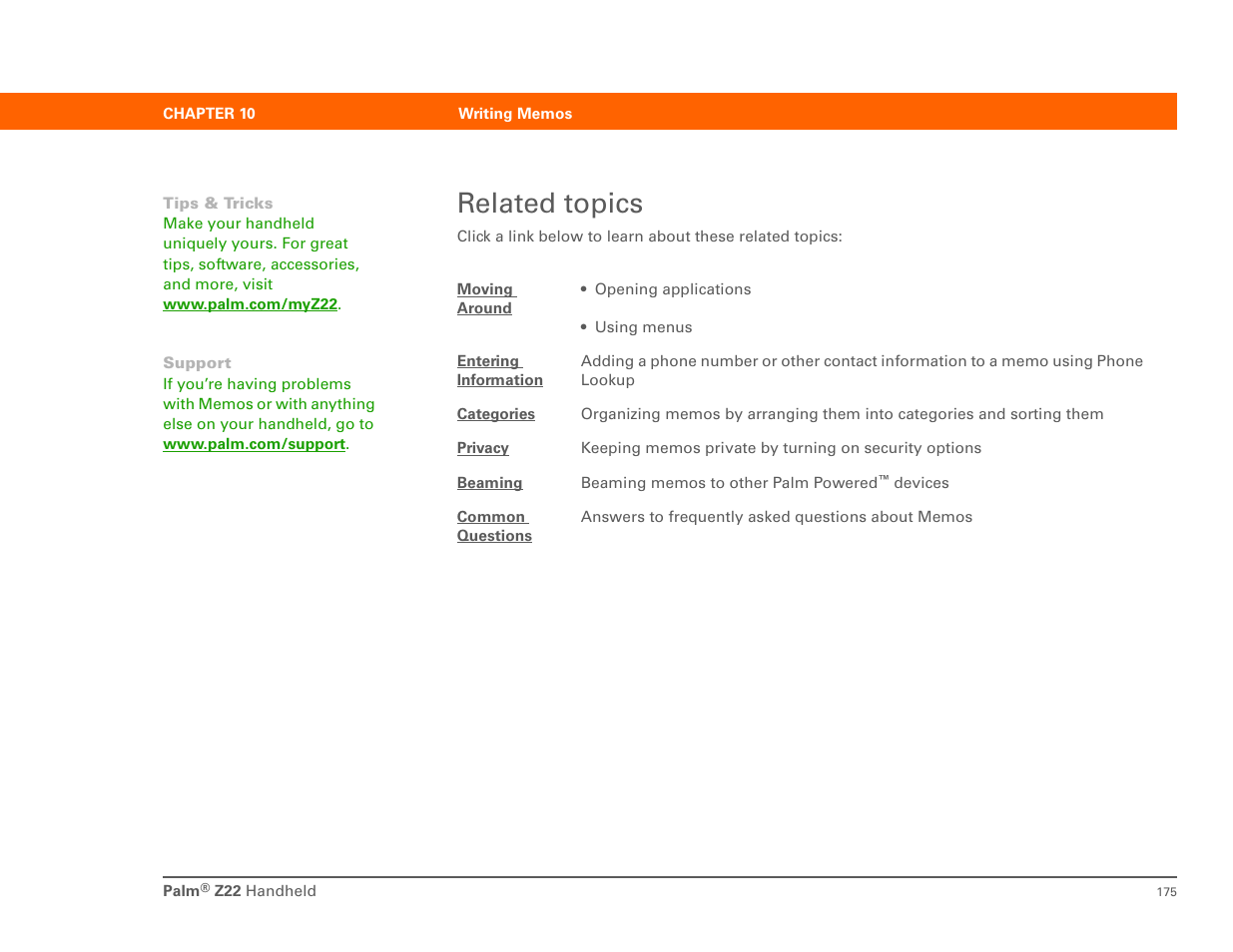 Related topics | Palm Z22 User Manual | Page 189 / 343