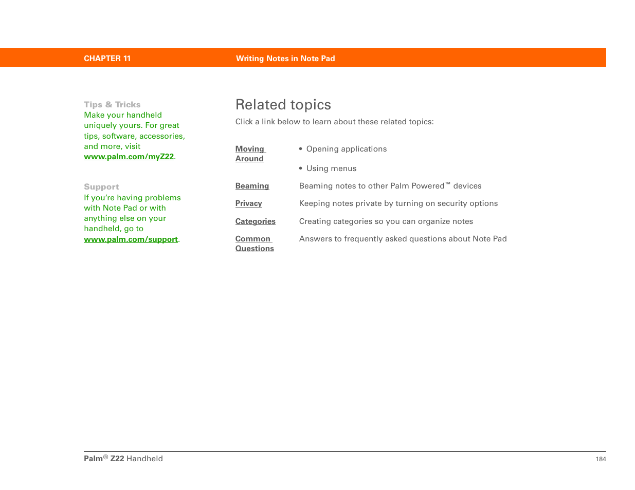 Related topics | Palm Z22 User Manual | Page 198 / 343