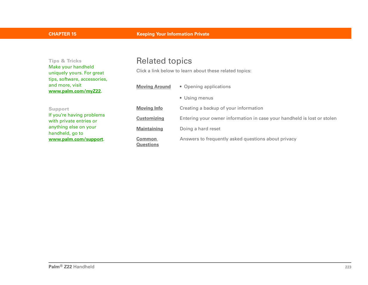 Related topics | Palm Z22 User Manual | Page 237 / 343