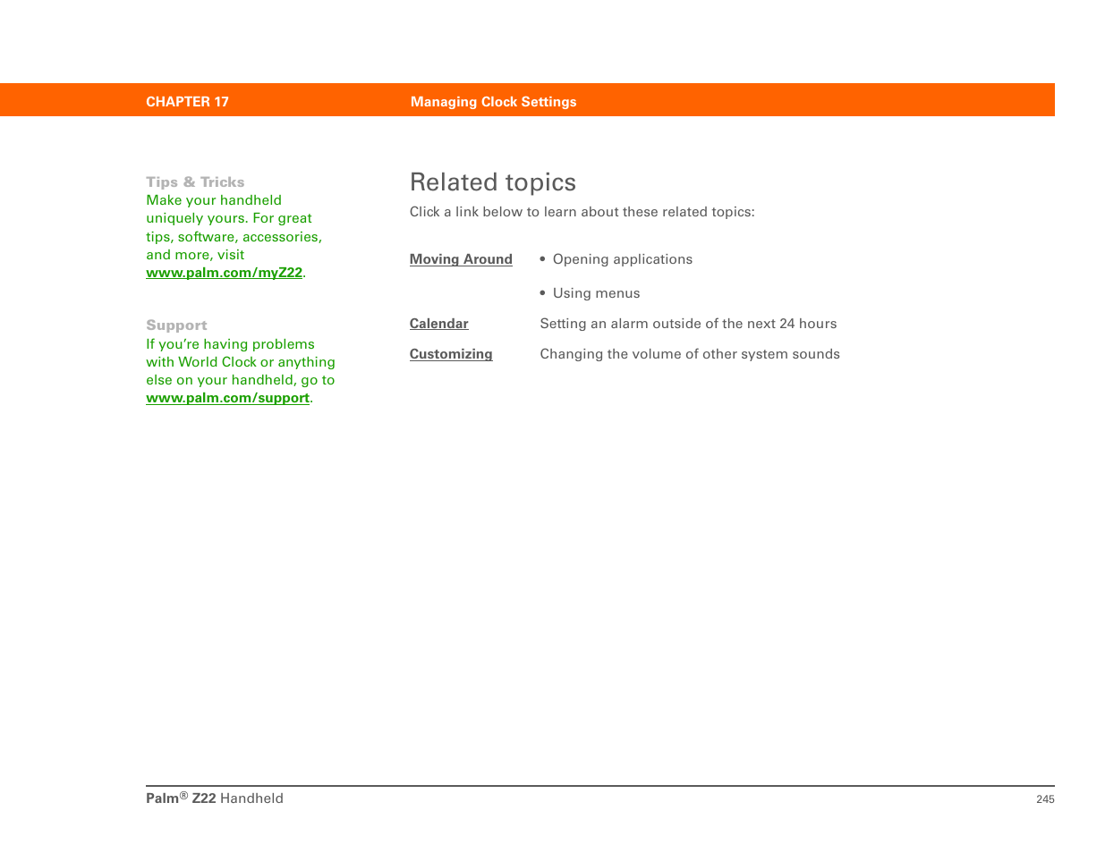 Related topics | Palm Z22 User Manual | Page 259 / 343