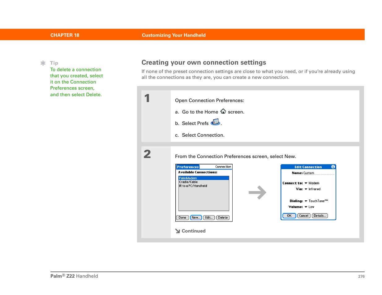 Creating your own connection settings | Palm Z22 User Manual | Page 290 / 343
