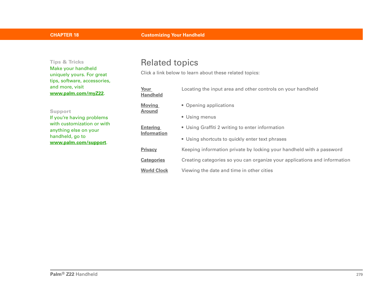Related topics | Palm Z22 User Manual | Page 293 / 343
