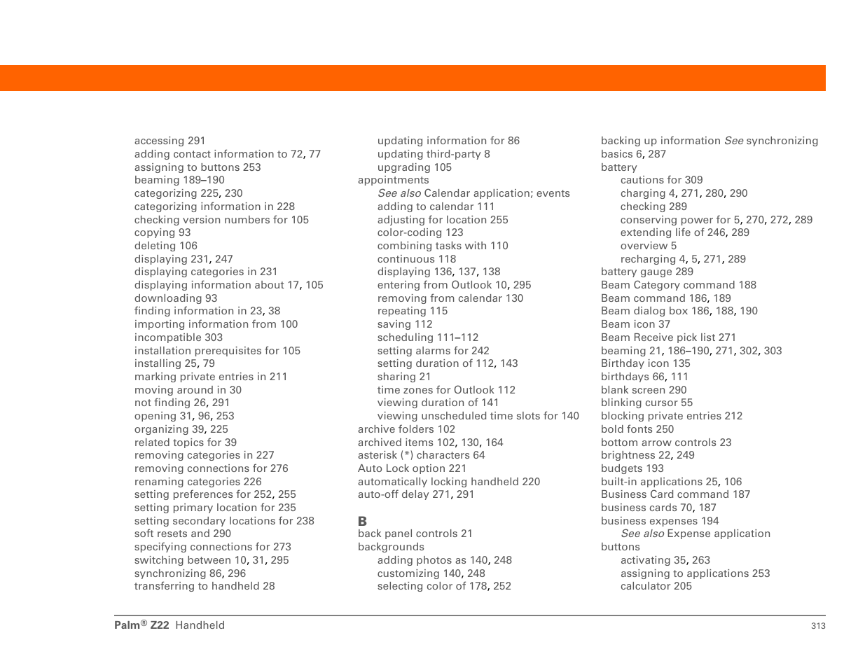 Palm Z22 User Manual | Page 327 / 343