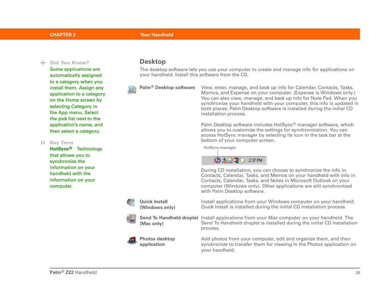 Desktop | Palm Z22 User Manual | Page 42 / 343