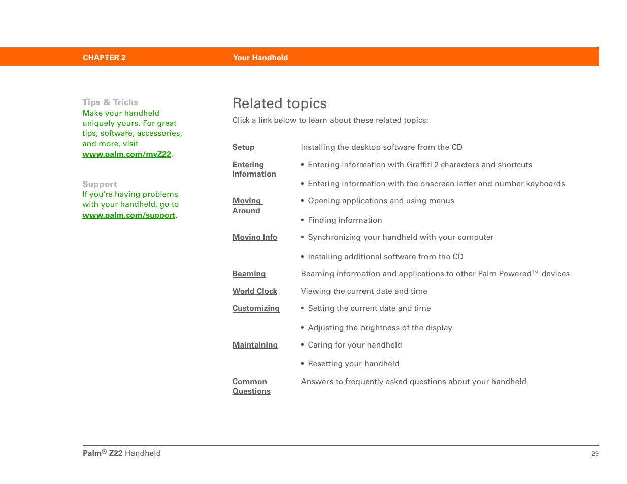 Related topics | Palm Z22 User Manual | Page 43 / 343