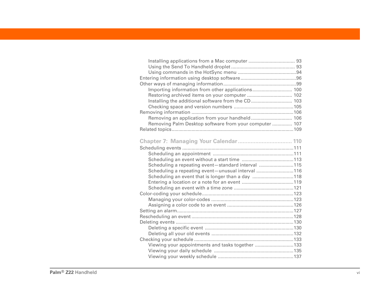 Palm Z22 User Manual | Page 6 / 343