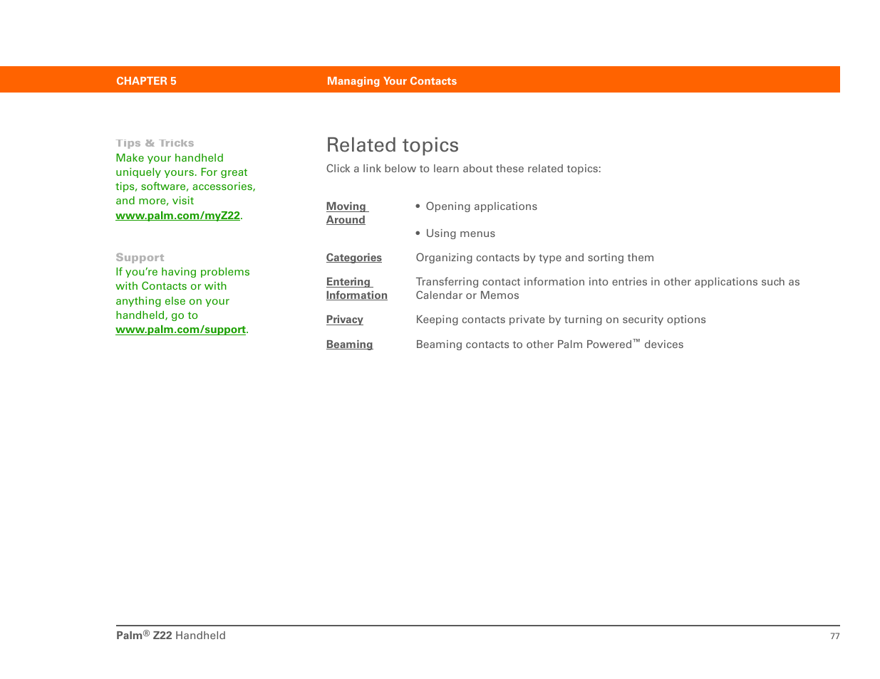 Related topics | Palm Z22 User Manual | Page 91 / 343