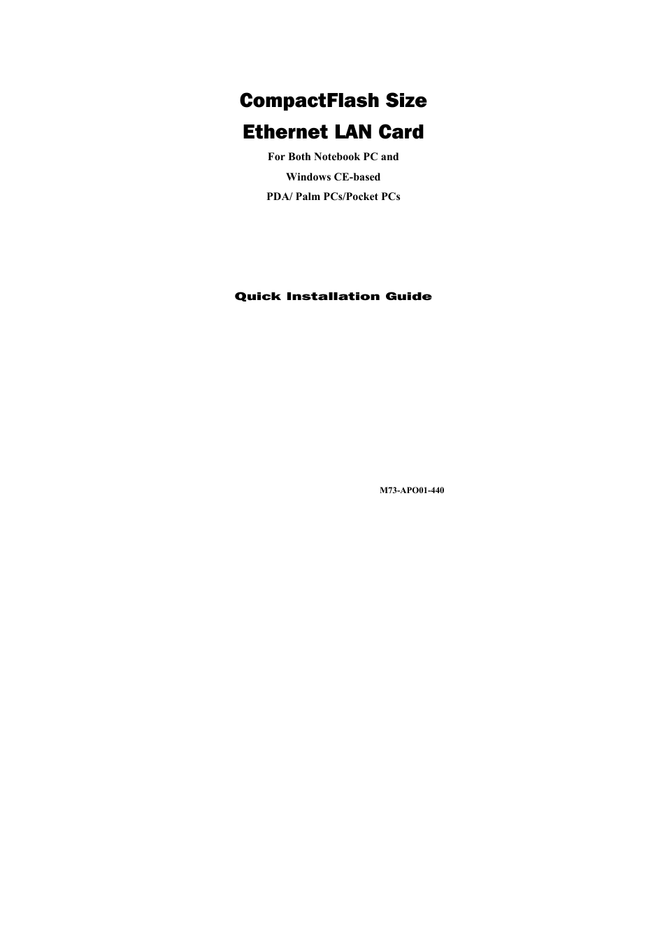 Palm CompactFlash 10/100 User Manual | 18 pages