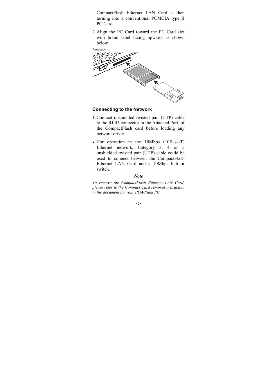 Connecting to the network | Palm CompactFlash 10/100 User Manual | Page 7 / 18