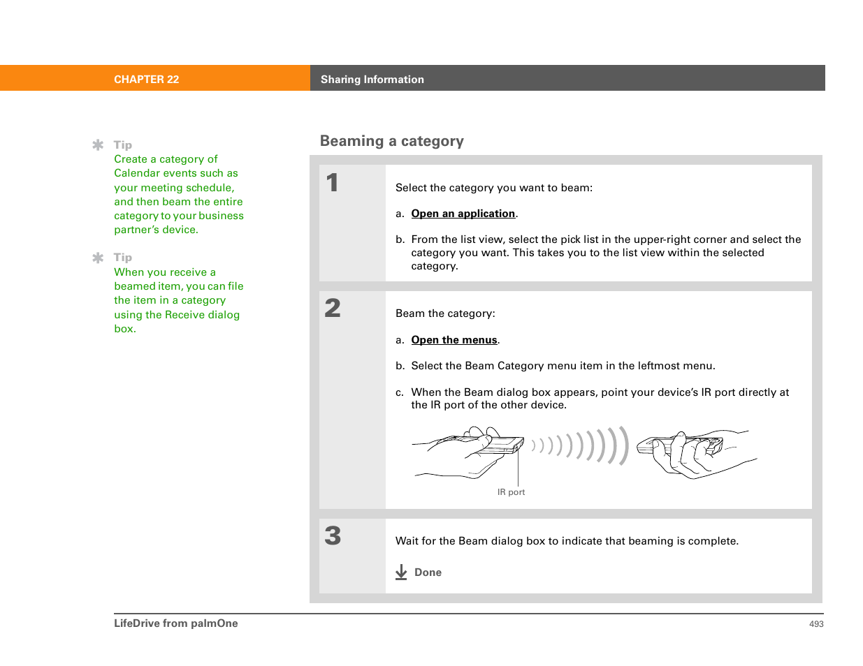 Beaming a category | Palm 485 User Manual | Page 9 / 12